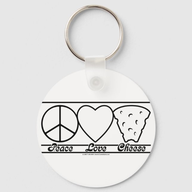 Peace Love and Cheese Key Ring (Front)