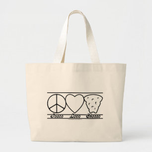 Peace Love and Cheese Large Tote Bag