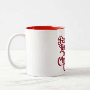 Peace, Love and Christmas Cheer Two-Tone Coffee Mug