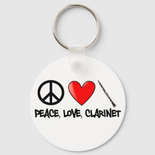 Peace, Love, and Clarinet Key Ring