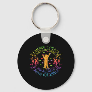 Peace Love And Climbing Funny Bouldering Cat Lover Key Ring