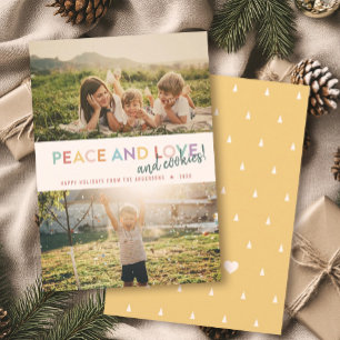 Peace Love and Cookies Fun 2 Photo Rainbow Holiday Card