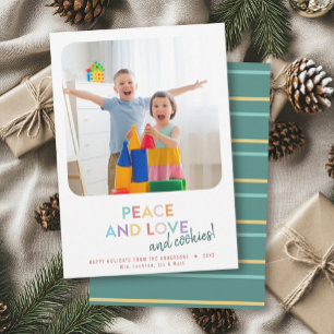 Peace Love and Cookies Fun Bright Rainbow  Holiday