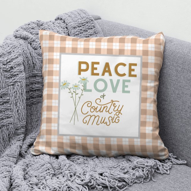 Peace Love and Country Music Cushion (Find coordinating gifts & gear in the Peace Love & Country Music Collection)