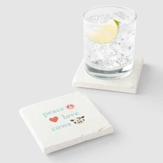 Peace Love and Cows Stone Coaster (Side)