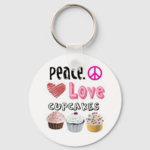 peace love and cupcakes keychain