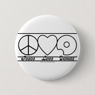 Peace Love and Doughnuts 6 Cm Round Badge