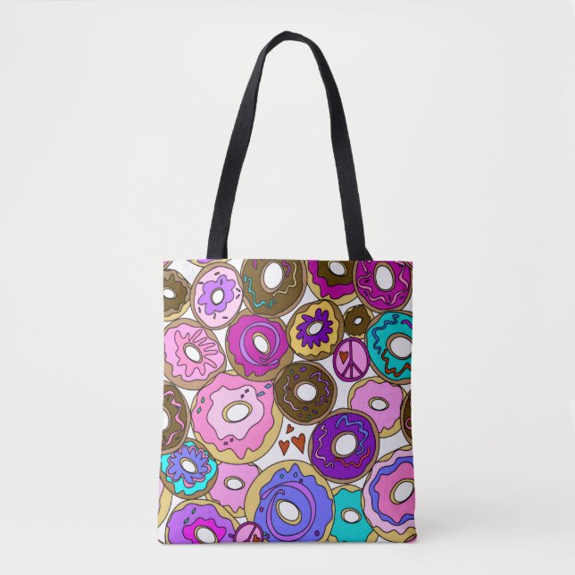 Peace Love and Doughnuts Tote Bag (Front)