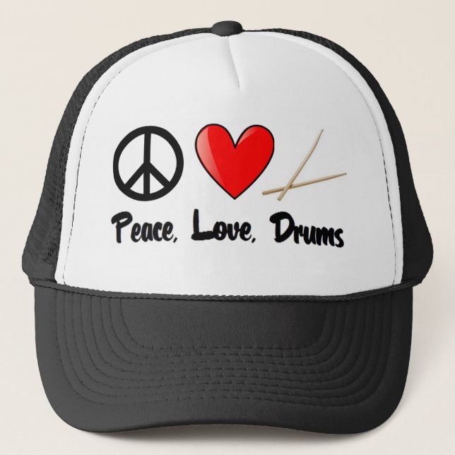Peace, Love, and Drums Trucker Hat (Front)