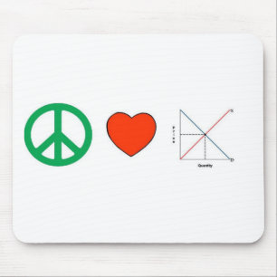 Peace Love and Economics Mouse Mat