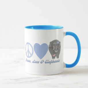 Peace Love and Elephants Mug