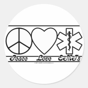 Peace Love and EMTs Classic Round Sticker
