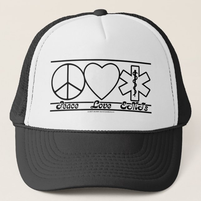 Peace Love and EMTs Trucker Hat (Front)