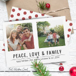 Peace Love and Family 2 Photos Holiday Card<br><div class="desc">Peace,  love & family holiday card features 2 of your favourite photos in modern typography.</div>