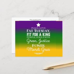 Peace, Love and Fat Tuesday Postcard