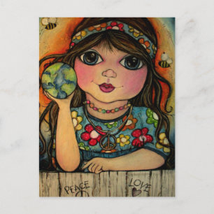 Peace Love and Flower Power Postcard