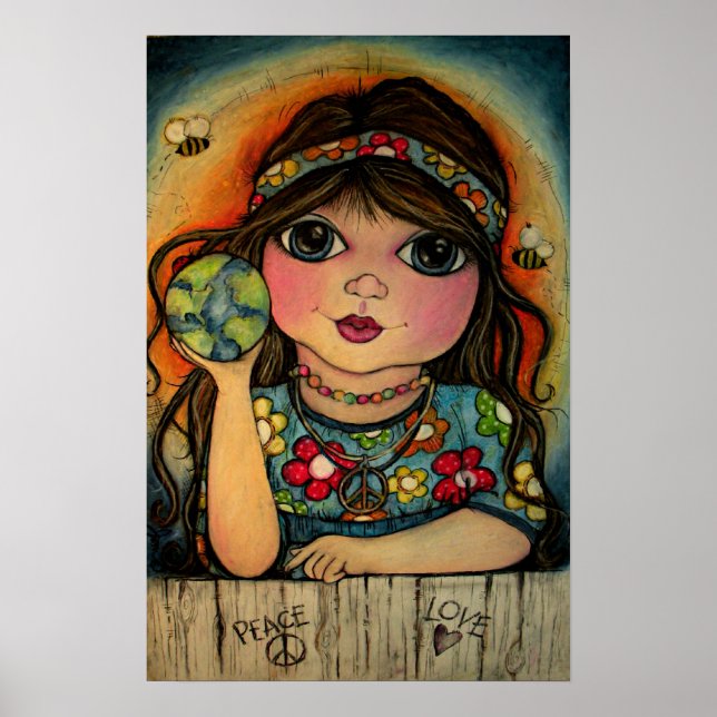 Peace, Love and Flower Power Poster (Front)