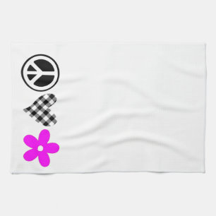 Peace Love and Flowers Tea Towel