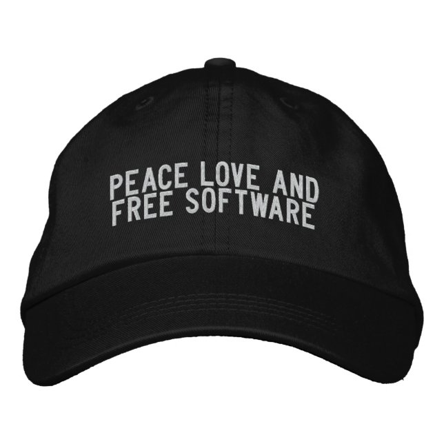 Peace Love and Free Software Embroidered Hat (Front)