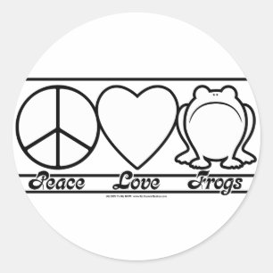 Peace Love and Frogs Classic Round Sticker