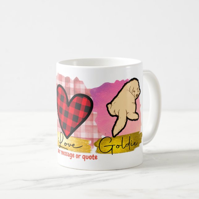 Peace Love And Goldie Golden Retriever Dog Lover Coffee Mug (Front Right)