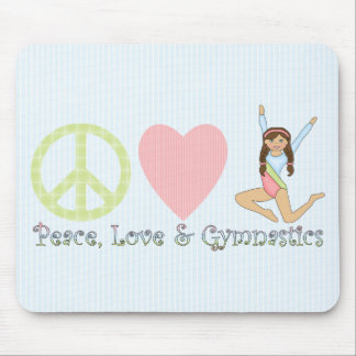 Peace, Love and Gymnastics Brunette Mouse Mat