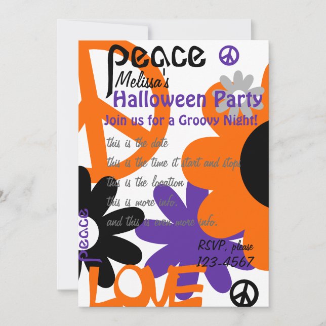 Peace, Love and Halloween Invitation (Front)