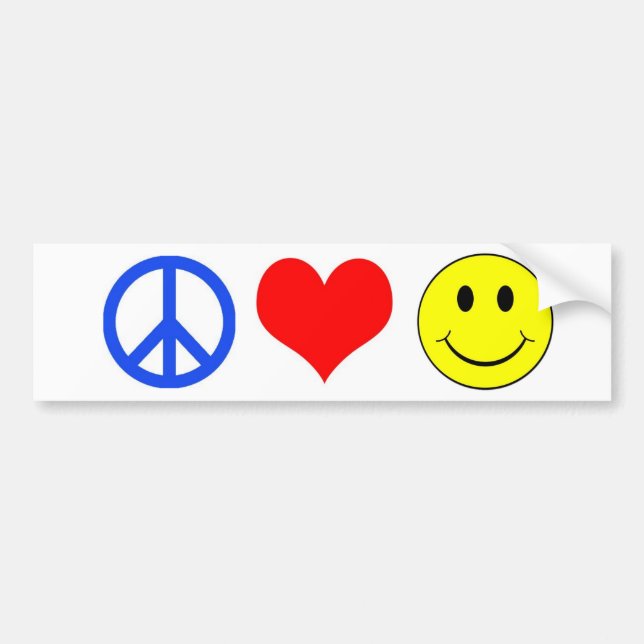 Peace, Love and Happiness bumper sticker (Front)