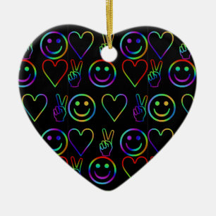 PEACE , LOVE  AND HAPPINESS CERAMIC TREE DECORATION
