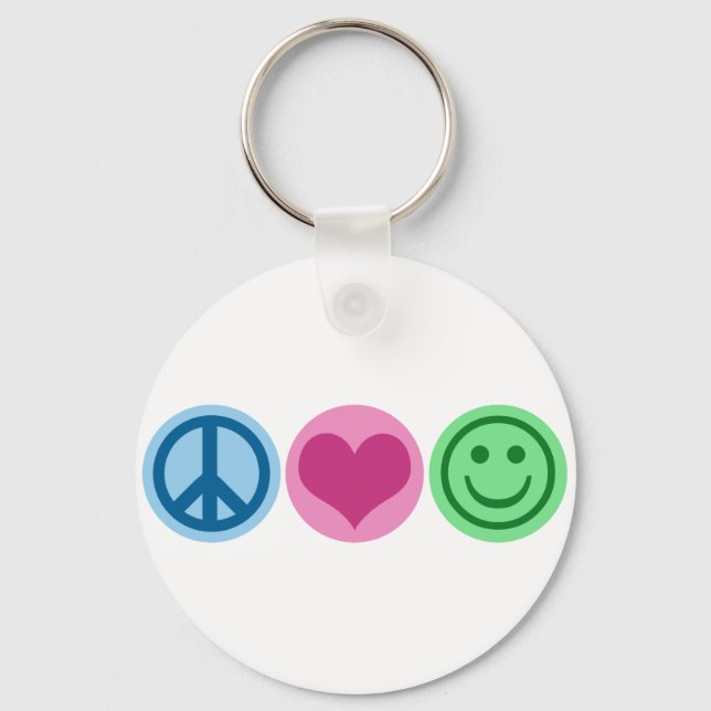 Peace Love and Happiness Key Ring (Front)