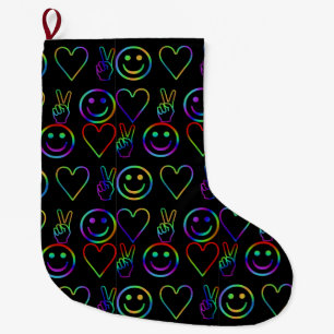 PEACE , LOVE  AND HAPPINESS LARGE CHRISTMAS STOCKING