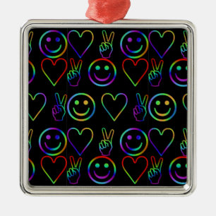 PEACE , LOVE  AND HAPPINESS METAL TREE DECORATION