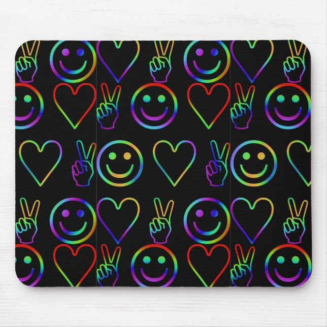 PEACE , LOVE  AND HAPPINESS MOUSE MAT (Front)