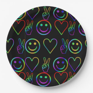 PEACE , LOVE  AND HAPPINESS PAPER PLATE