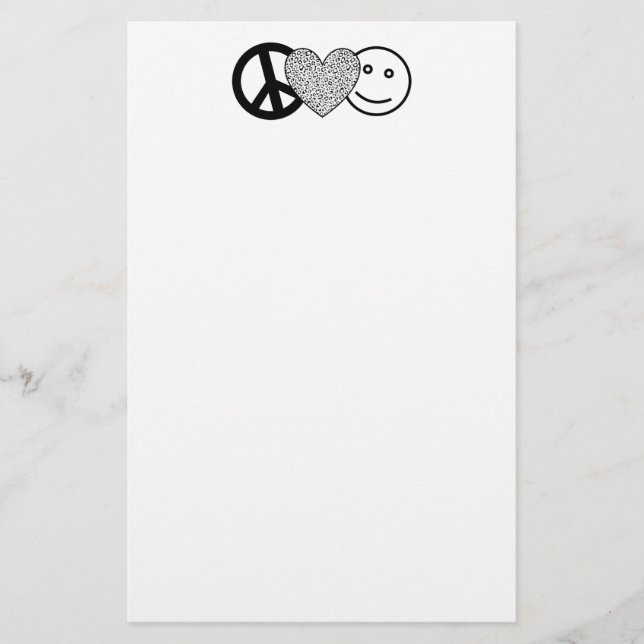 Peace Love and Happiness Stationary Stationery (Front)