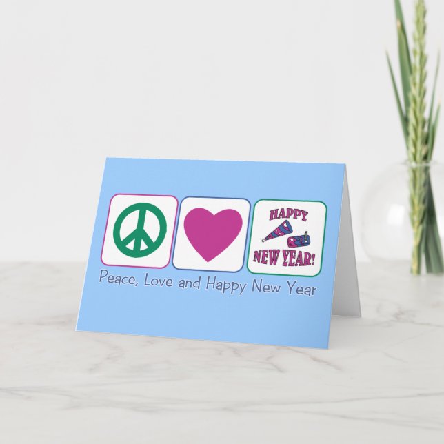 Peace, Love and Happy New Year Holiday Card (Front)