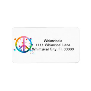 Peace, Love, and Hearts Rainbow Colours Label