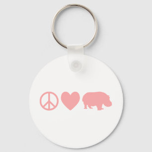 Peace Love and Hippos Key Ring