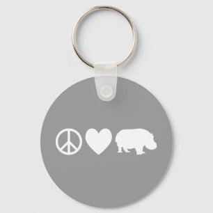 Peace Love and Hippos Key Ring