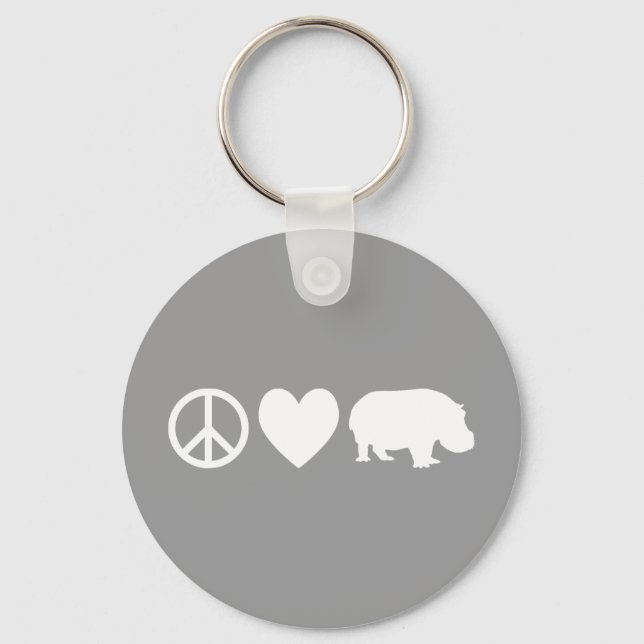 Peace Love and Hippos Key Ring (Front)