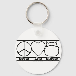 Peace Love and Hippos Key Ring