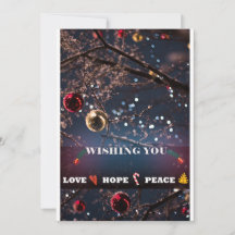 Peace Love And Hope Flat Holiday Card
