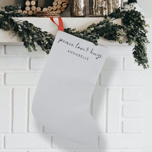 Peace Love and Hugs   Dove Gray Elegant Christmas Small Christmas Stocking
