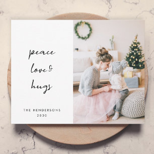 Peace Love and Hugs Dove Grey Christmas Photo Holiday Card