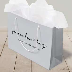 Peace Love and Hugs Dove Grey Elegant Christmas Large Gift Bag