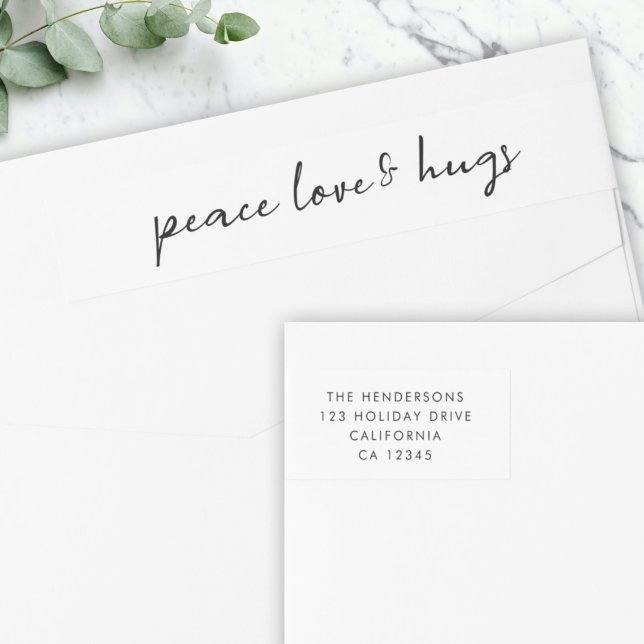 Peace Love and Hugs | Minimal White Christmas Wrap Around Label (Creator Uploaded)