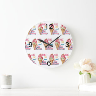 peace love and ice cream large clock
