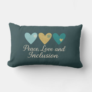 Peace, Love and Inclusion   Inclusive Holiday Lumbar Cushion