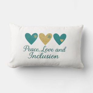 Peace, Love and Inclusion   Inclusive Holiday Lumbar Cushion