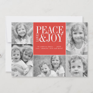 Peace, Love and Joy Collage Holiday Photo Card